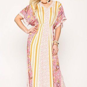 GIGIO Mixed Print Maxi Dress